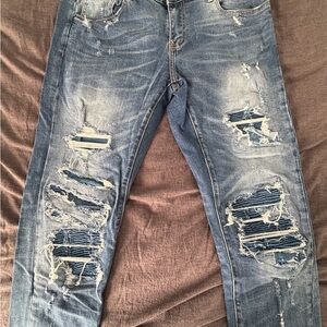 Men's Skinny Distressed Jeans - Blue